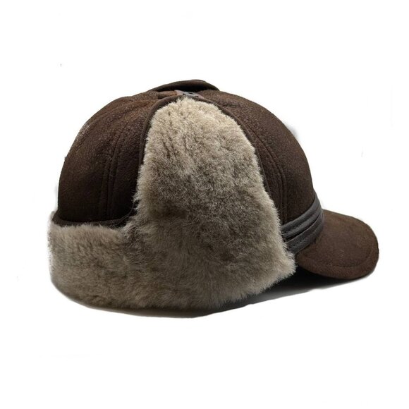 Real Shearling Sheepskin Leather Trapper Hat | Aviator Hat |Ushanka - Picture 2 of 5